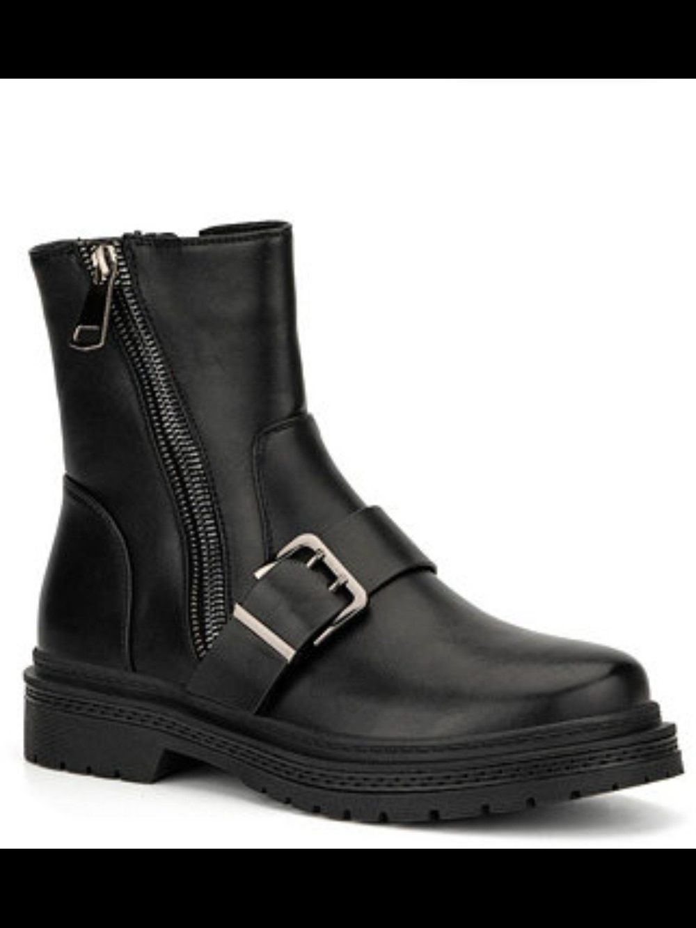 Torgeis Holly Moto Boots Women’s Size 8 Black Buckle Ankle Boots NEW Chunky Sole